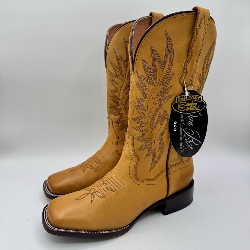 Dan Post Selena Boots Women's Size 7 Golden Yellow Leather Square Toe